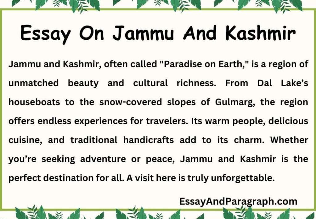 Essay On Jammu And Kashmir