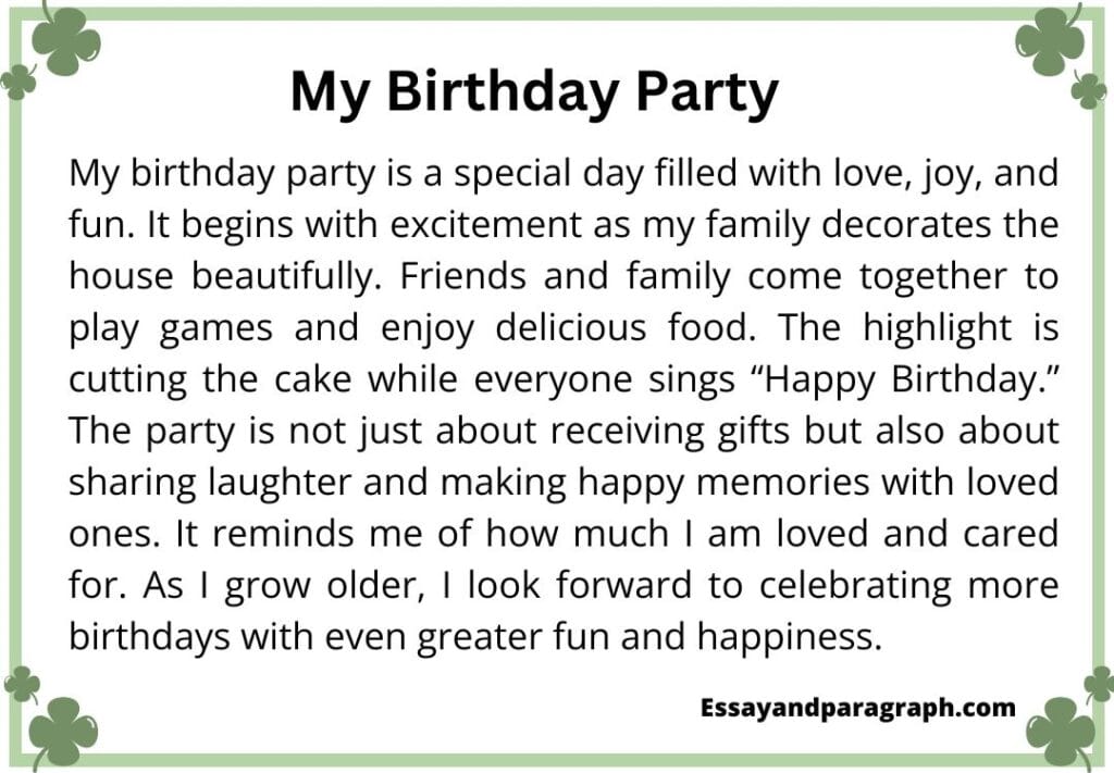 Paragraph on My Birthday Party