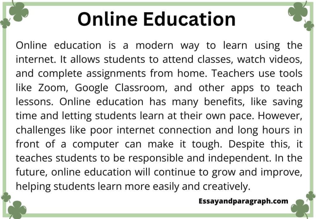 Paragraph on Online Education