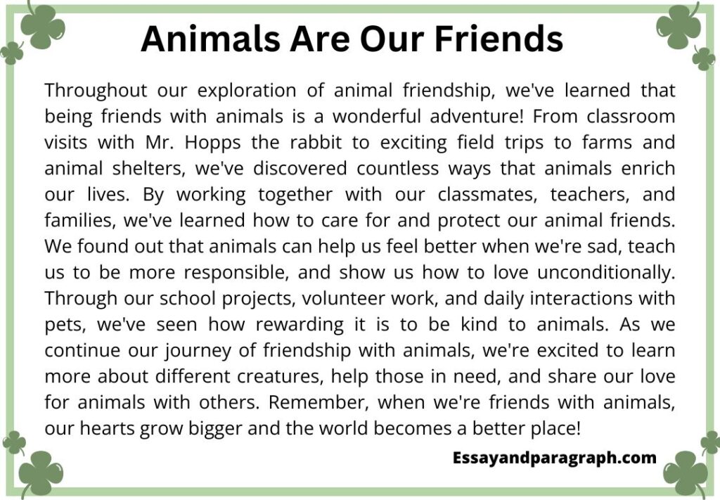 Paragraph on Animals Are Our Friends