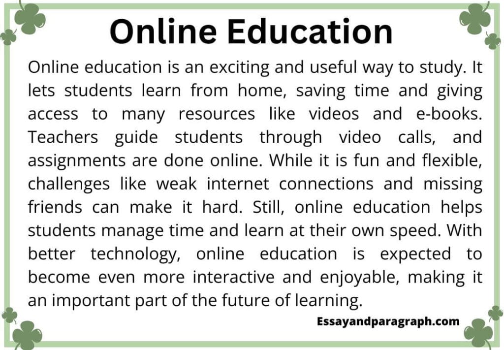 Paragraph on Online Education