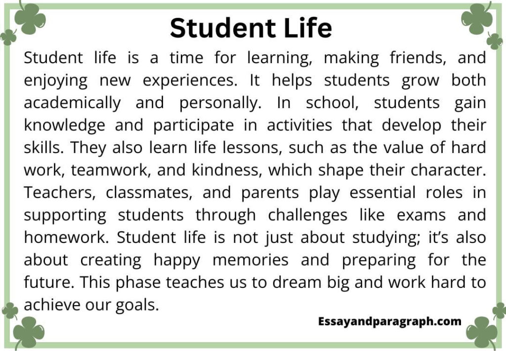 Paragraph on Student Life