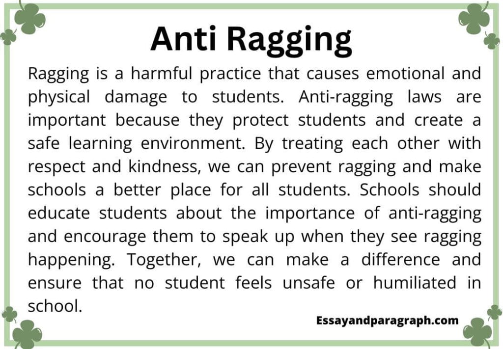 Essay on Anti Ragging (300 to 500 words) - EssayandParagraph.com