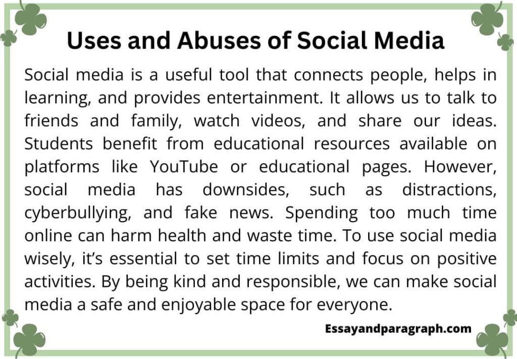 Paragraph on Uses and Abuses of Social Media 