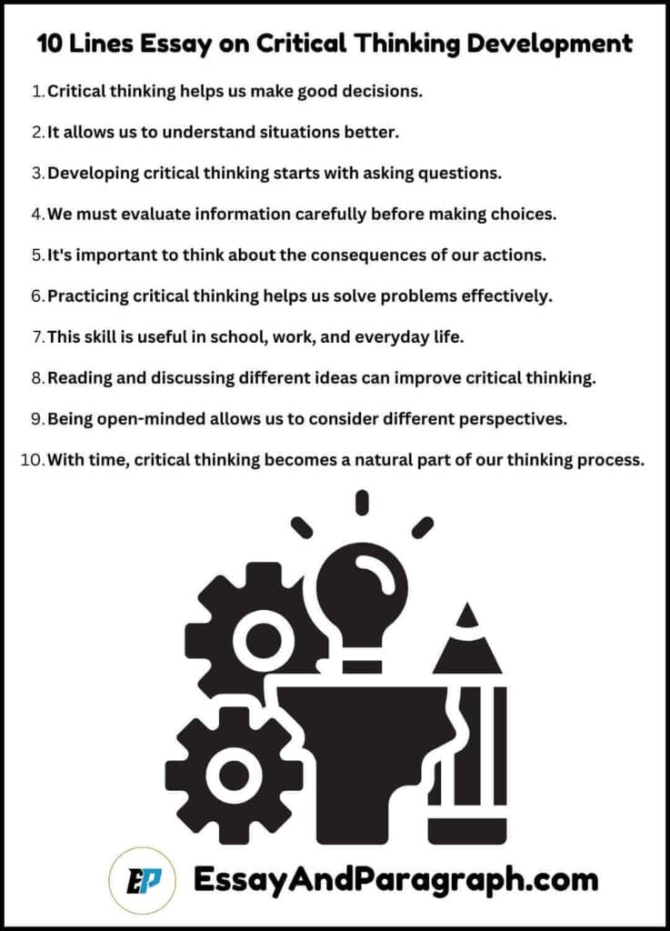 10 Lines Essay on Critical Thinking Development