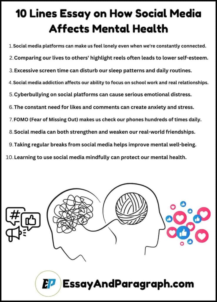 10 Lines Essay on How Social Media Affects Mental Health