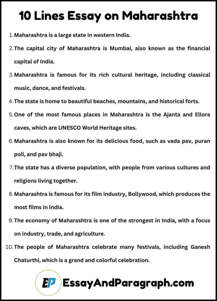 10 Lines Essay on Maharashtra