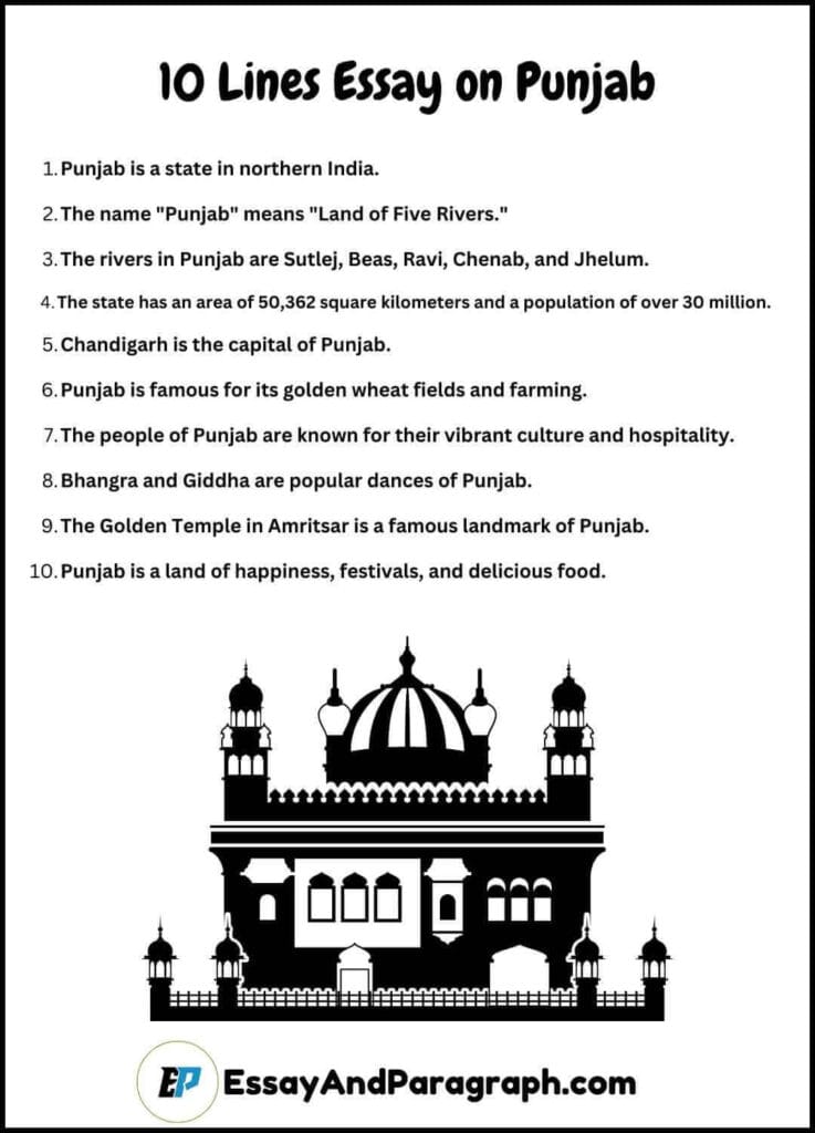 10 Lines Essay on Punjab