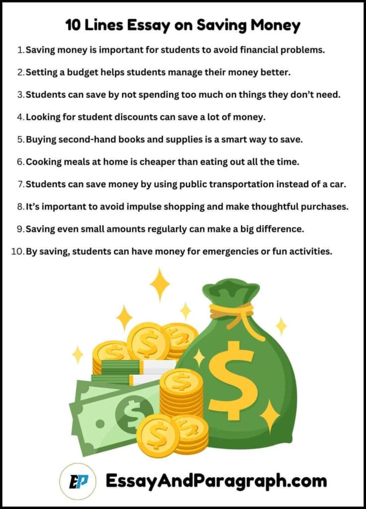 10 Lines Essay on Saving Money
