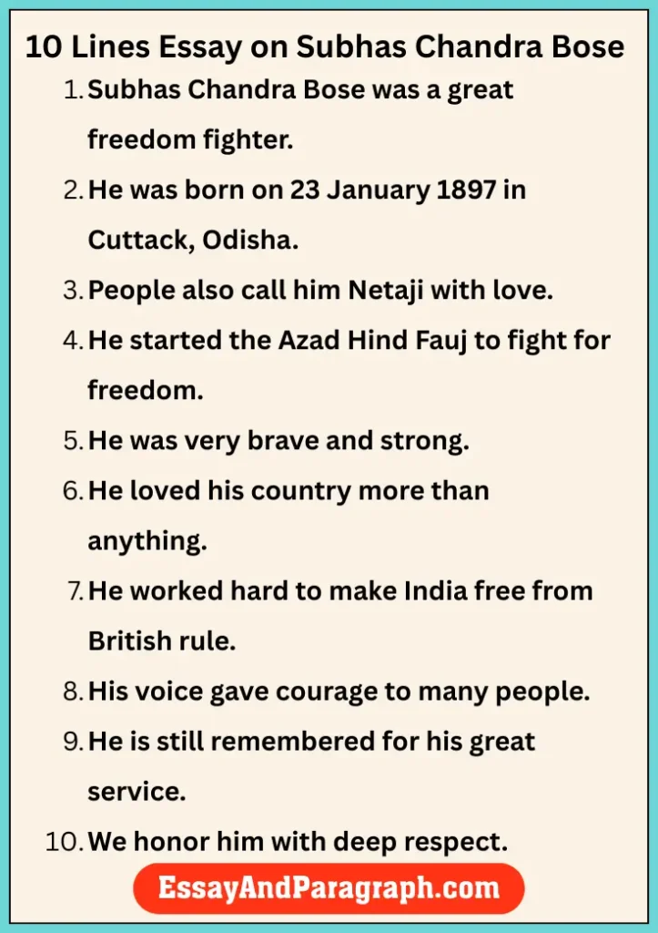 Essay on Subhas Chandra Bose