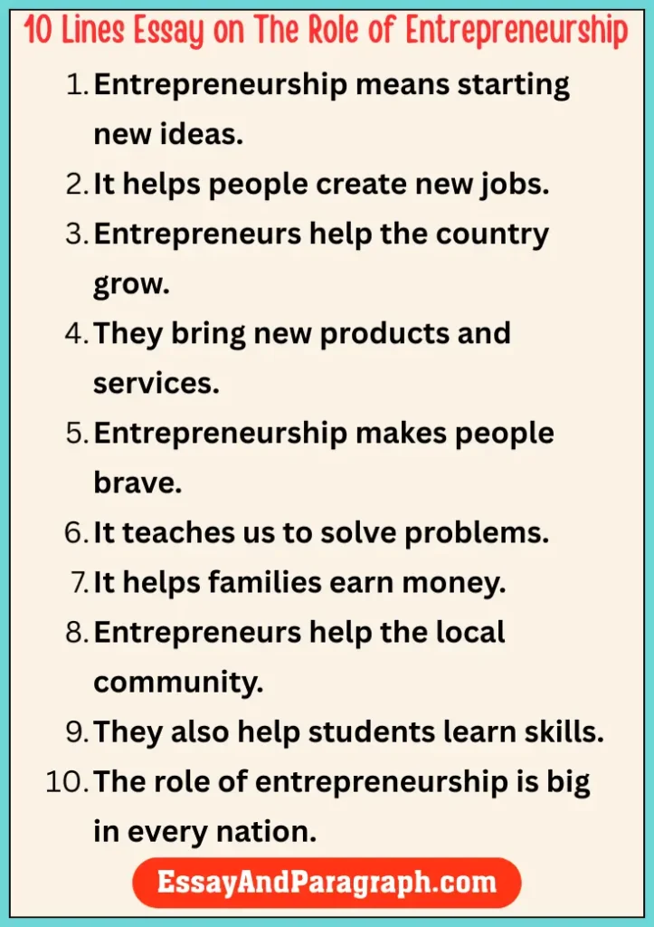  Essay on The Role of Entrepreneurship