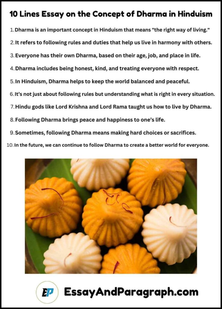 10 Lines Essay on the Concept of Dharma in Hinduism
