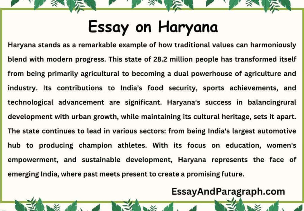 Essay on Haryana