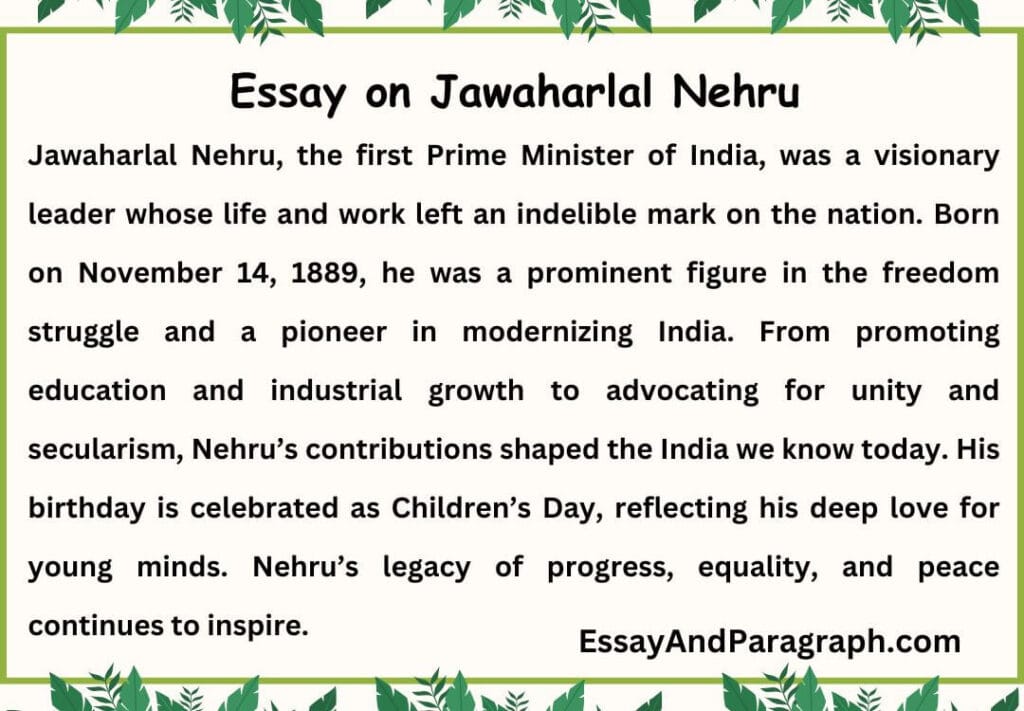 Essay on Jawaharlal Nehru