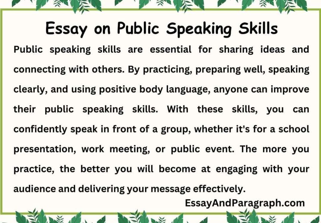 Essay on Public Speaking Skills