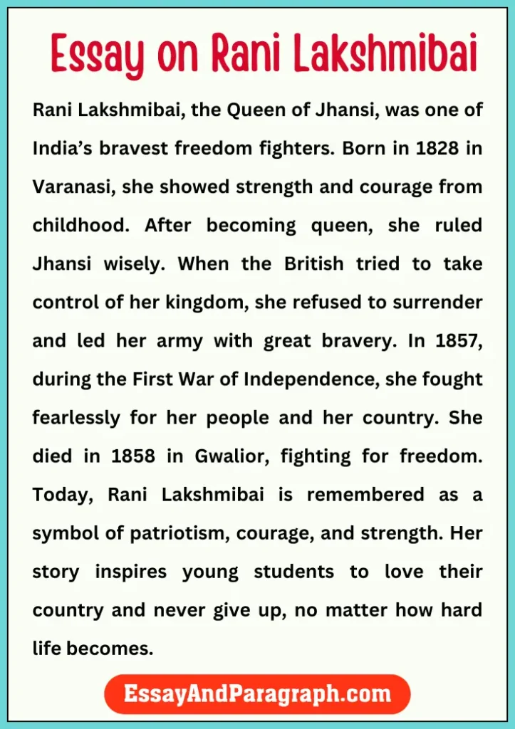 Essay on Rani Lakshmibai