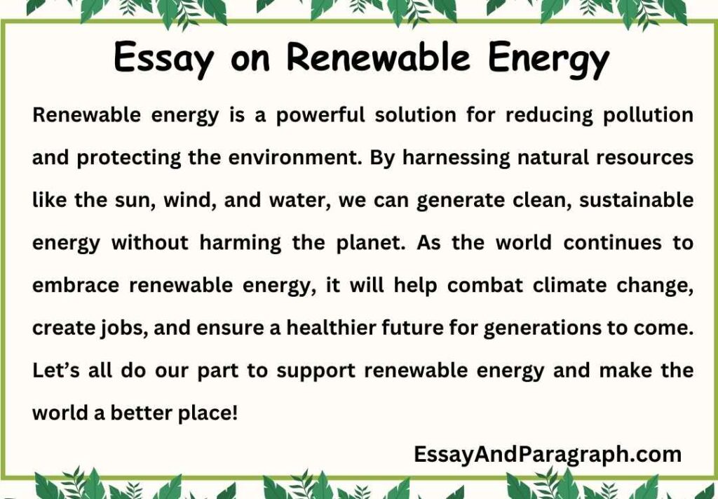 Essay on Renewable Energy