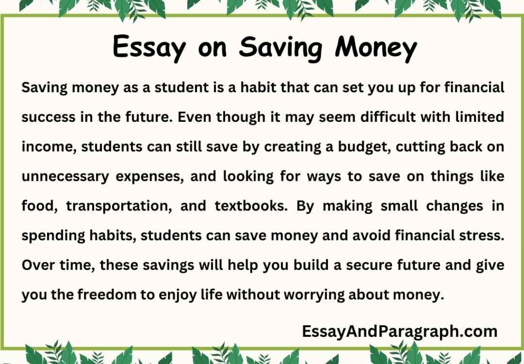 Essay on Saving Money