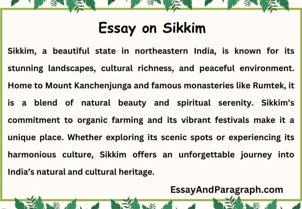 Essay on Sikkim in English