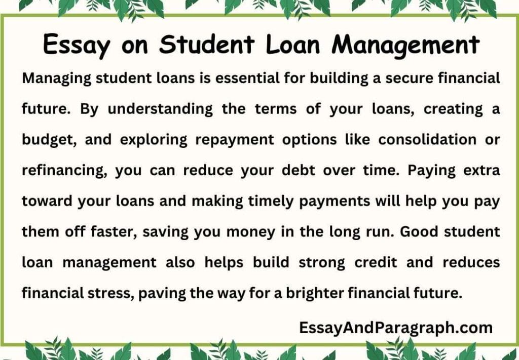 Essay on Student Loan Management