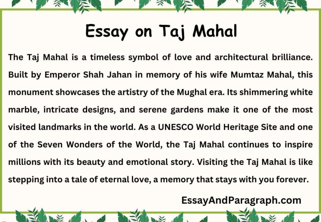 Essay on Taj Mahal