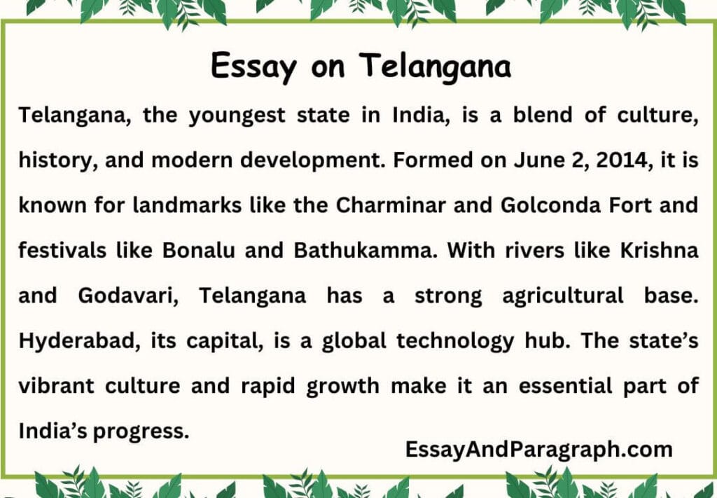 Essay on Telangana in English