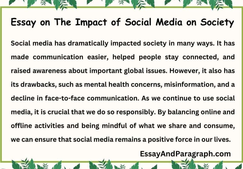 Essay on The Impact of Social Media on Society