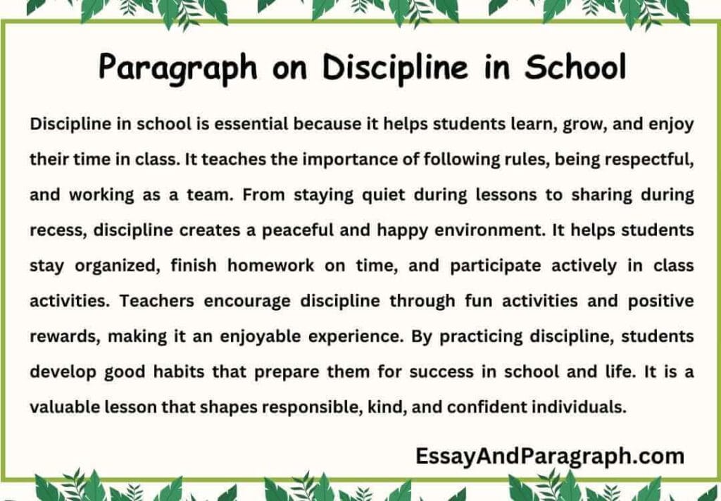 Paragraph on Discipline in School