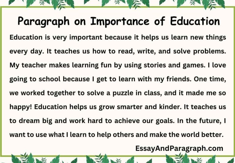 Paragraph on importance of education 100 150 200 250 and 300 words 