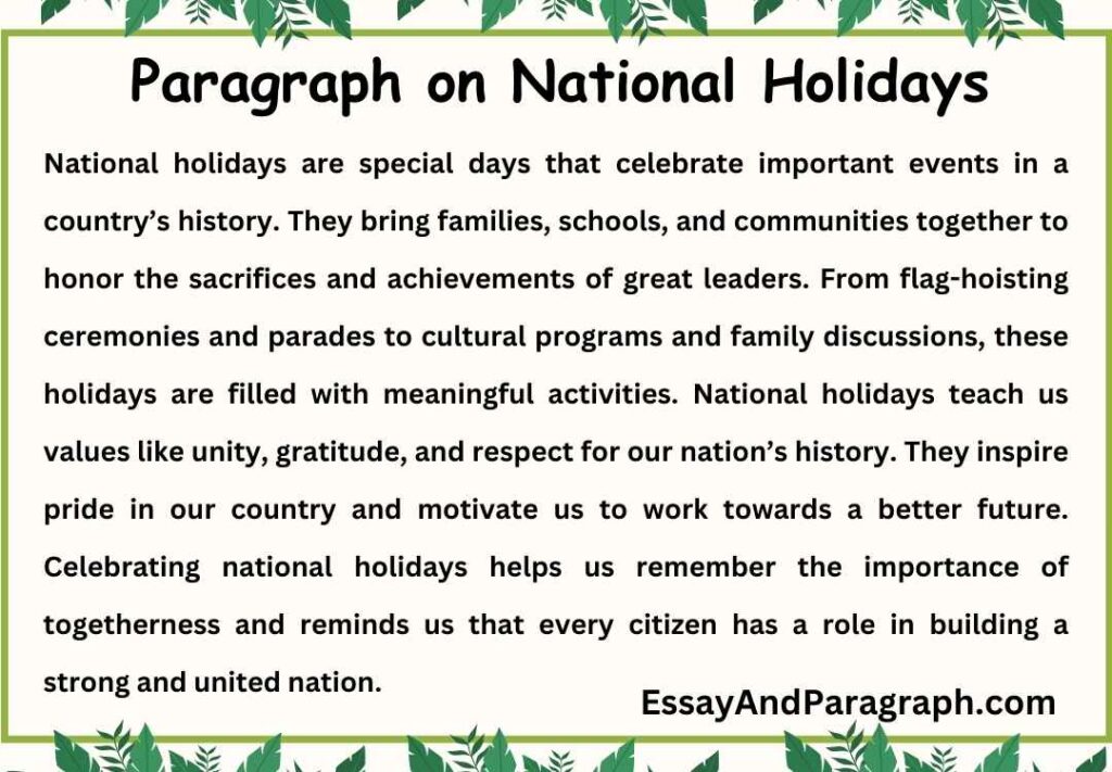 Paragraph on National Holidays