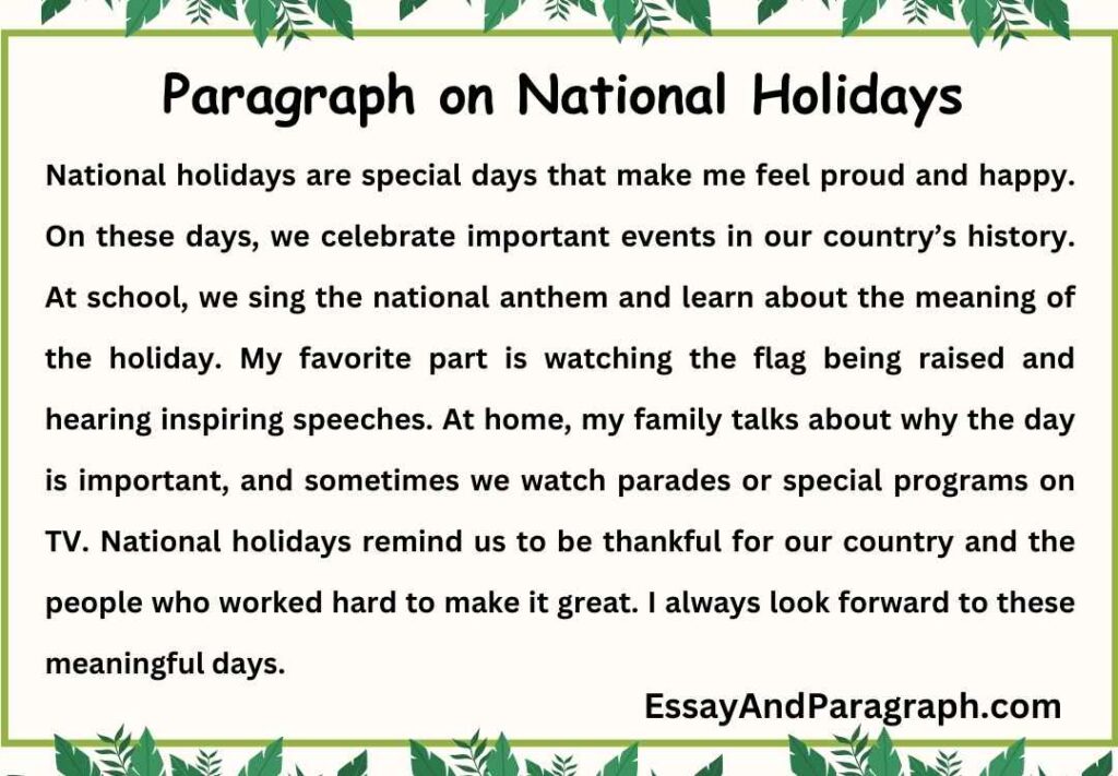 Paragraph on National Holidays