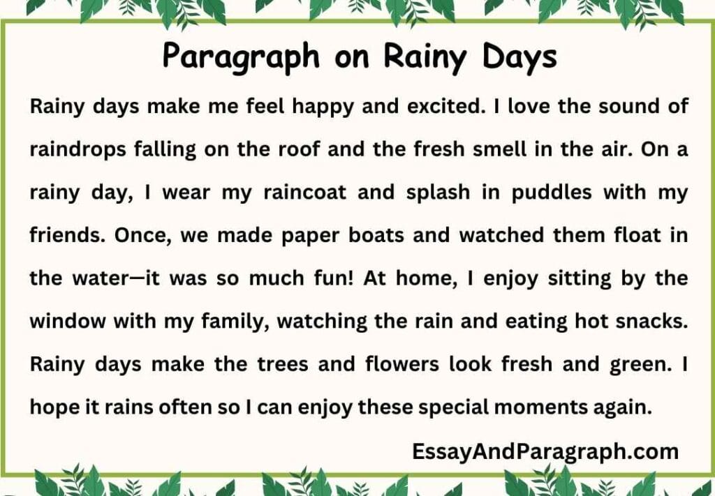 Paragraph on Rainy Days