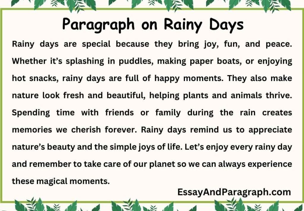 Paragraph on Rainy Days