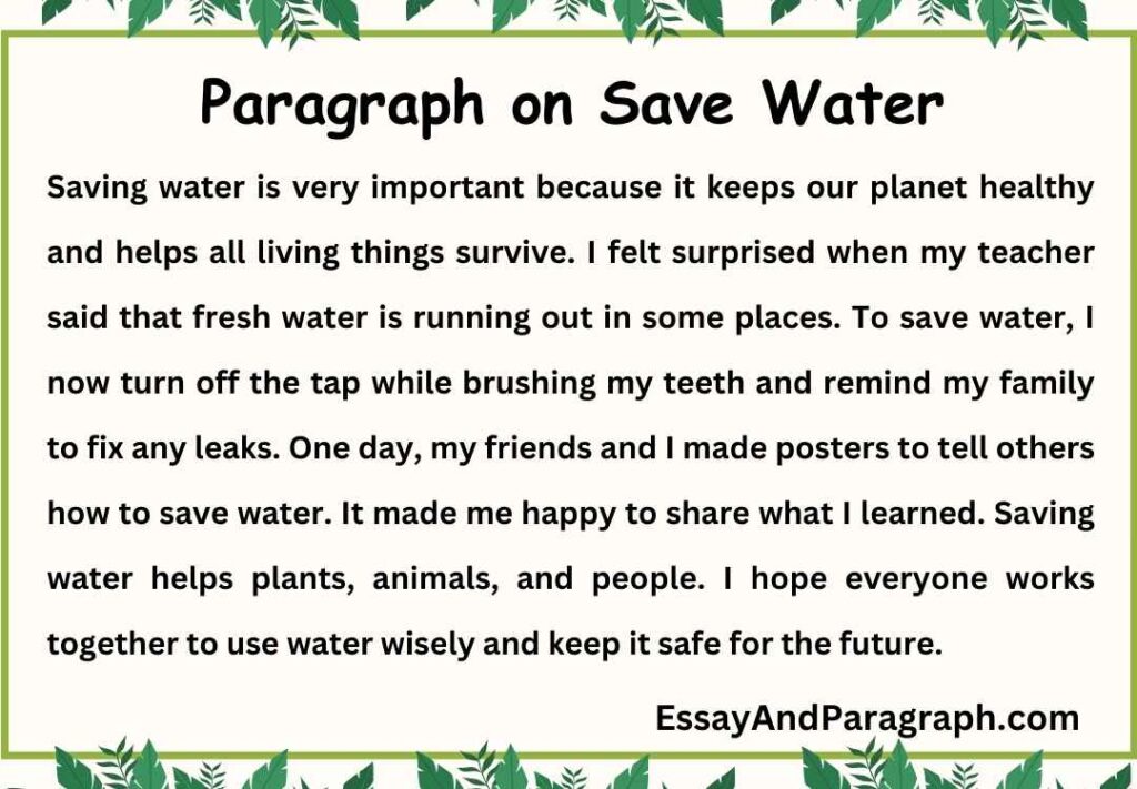 Paragraph on Save Water