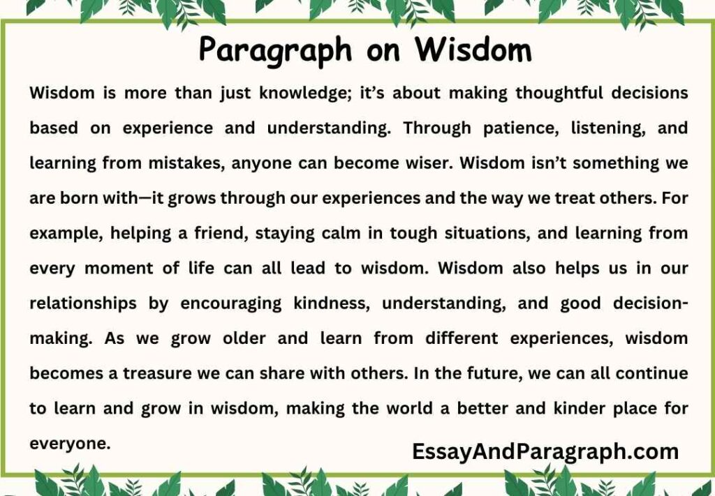Paragraph on Wisdom