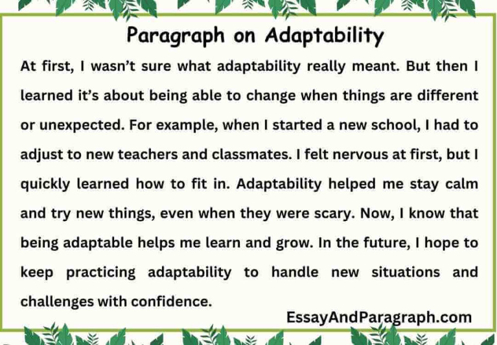 Paragraph on Adaptability