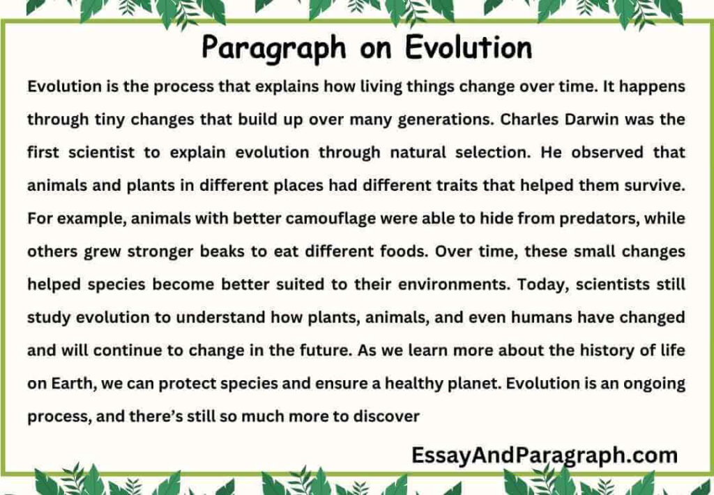 Paragraph on Evolution