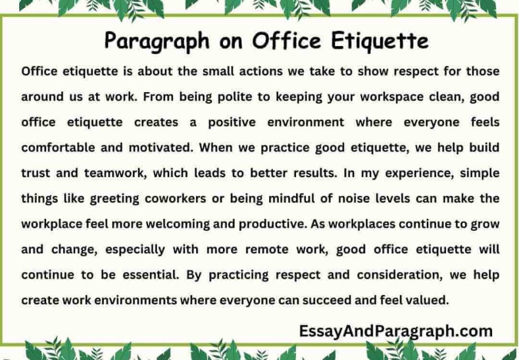 Paragraph on Office Etiquette