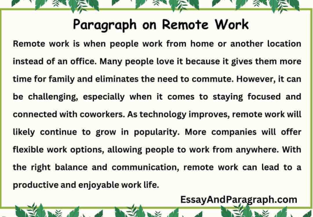 Paragraph on Remote Work