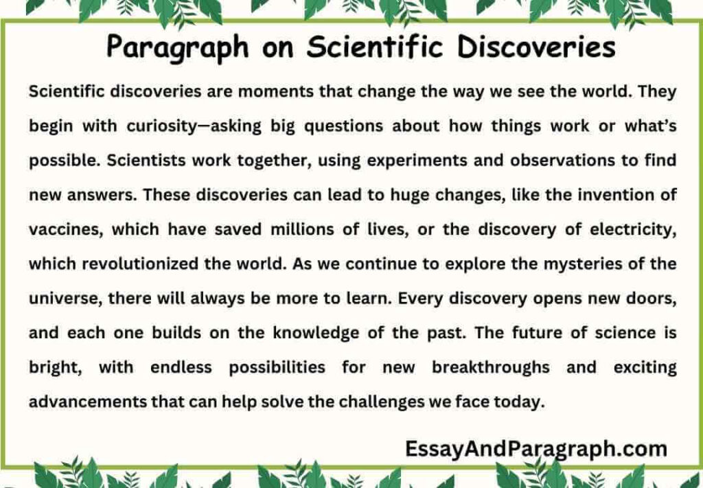 Paragraph on Scientific Discoveries