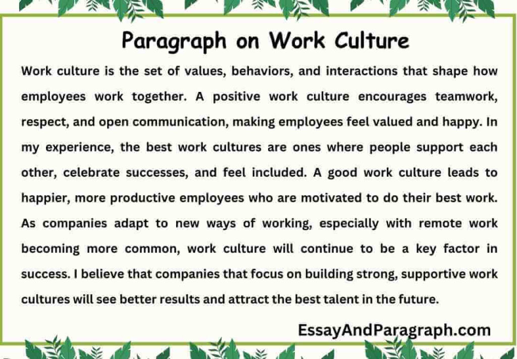 Paragraph on Work Culture