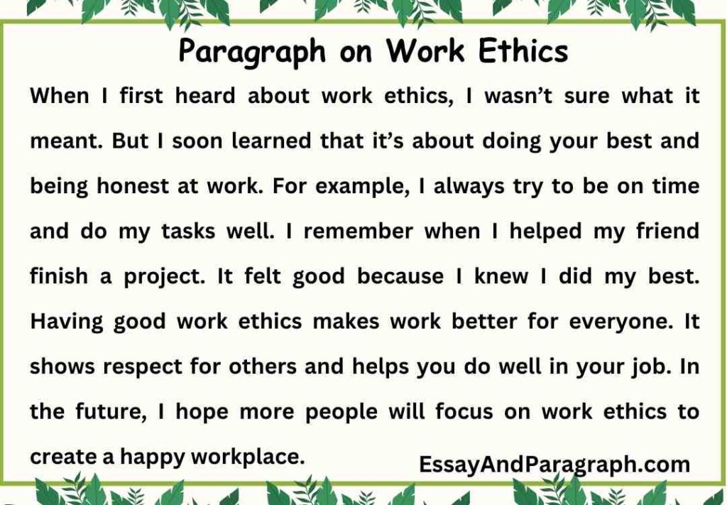 Paragraph on Work Ethics