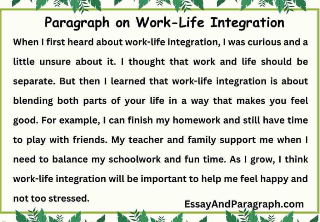 Paragraph on Work-Life Integration