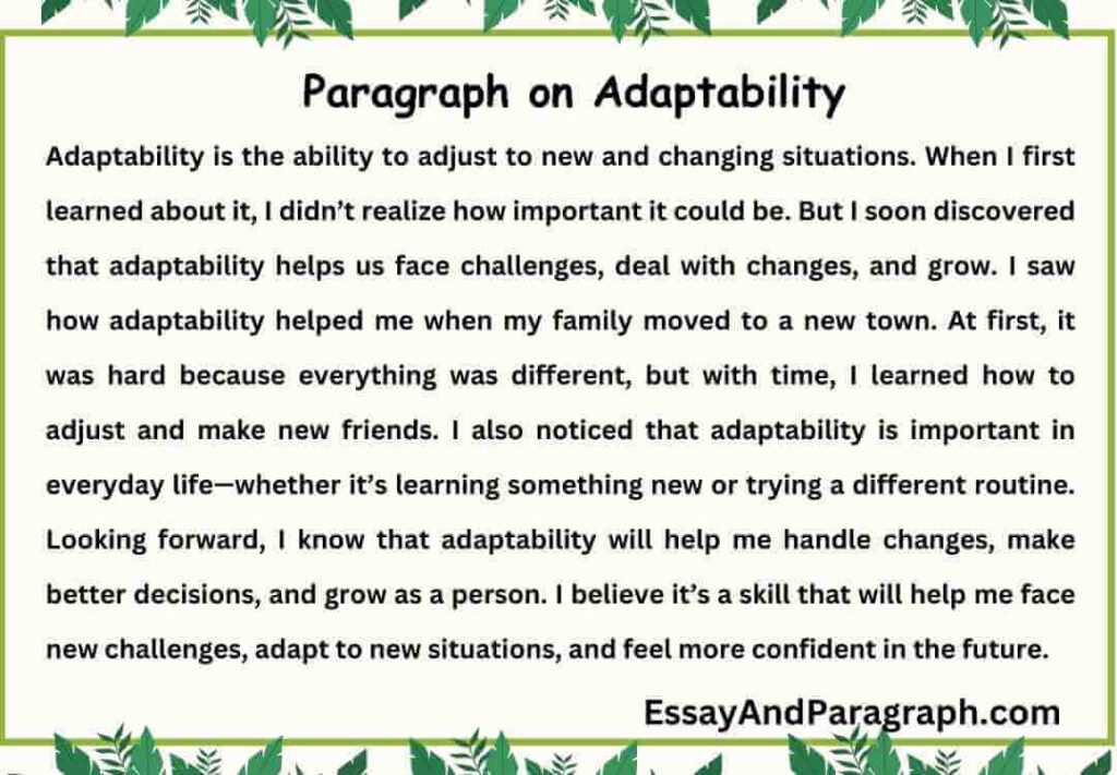 Paragraph on Adaptability