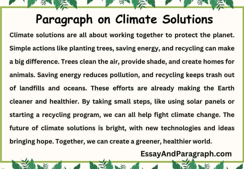Paragraph on Climate Solutions