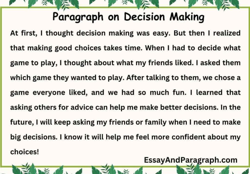 Paragraph on Decision Making