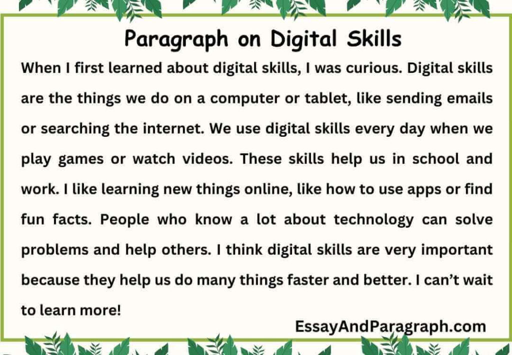Paragraph on Digital Skills