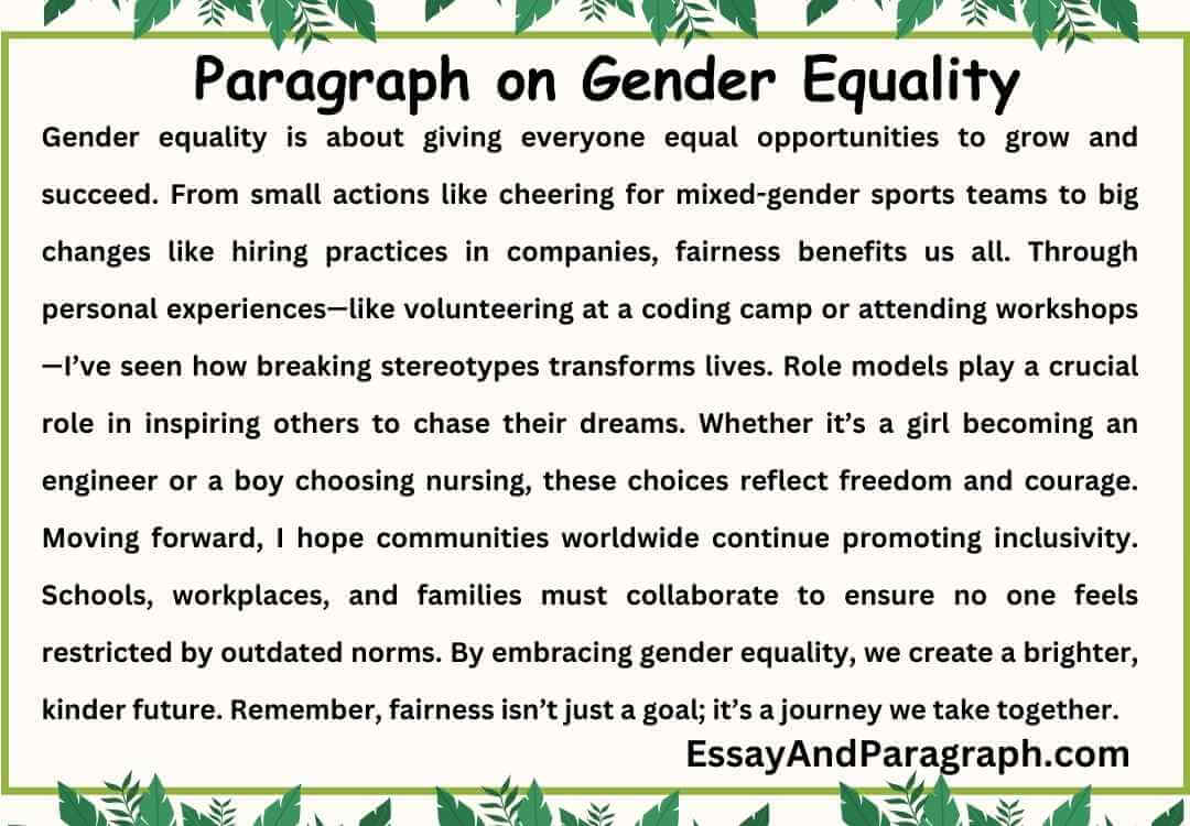 Paragraph on Gender Equality [100, 150, 200, 250 And 300 words]