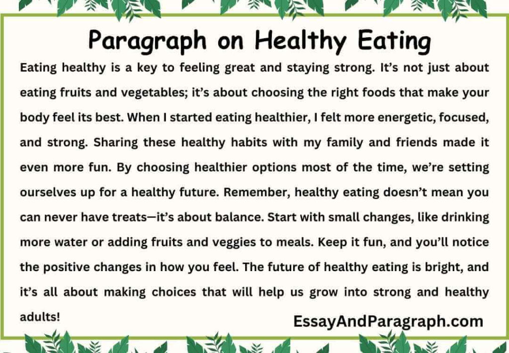 Paragraph on Healthy Eating