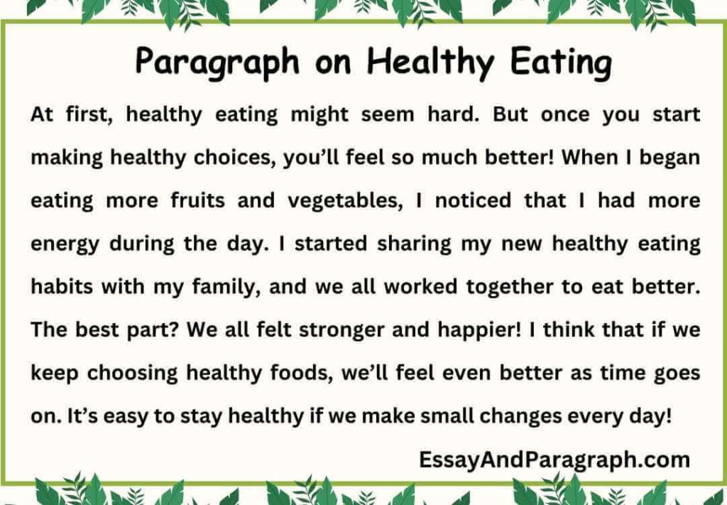 Paragraph on Healthy Eating